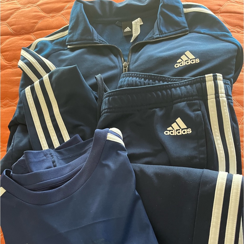 3 pc Adidas  athlesure, jacket SZ L, pants and shirt sSZ M